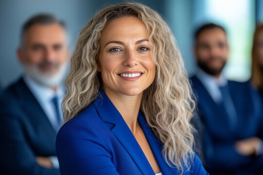 Smiling group of ethnically diverse businessmen and businesswome
