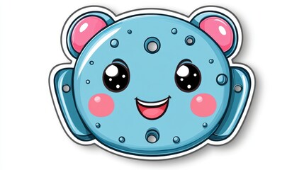 Cute and Charming Blue Cartoon Crab Character with Big Eyes