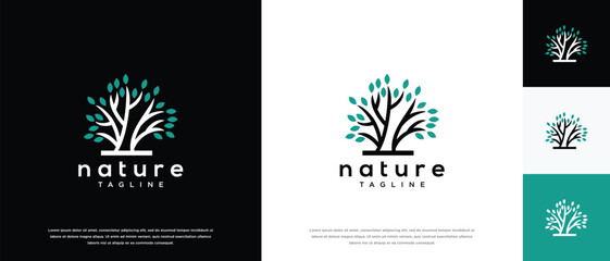 Obraz premium Nature tree logo design. Nature tree logo template. Growth logo symbol icon
