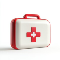 Obraz premium Emergency Preparedness in Construction: First Aid Kit with Essential Supplies on White Background