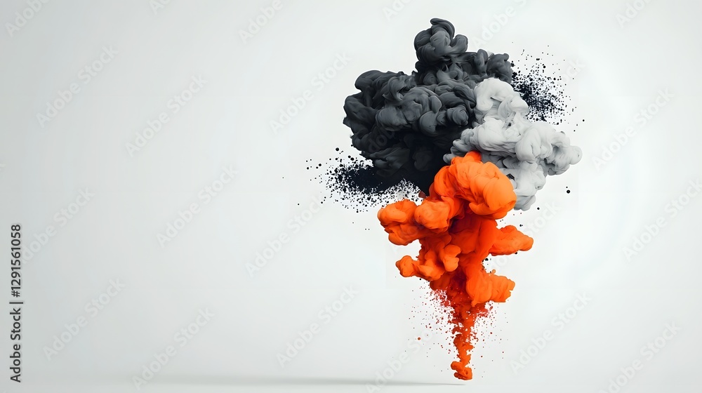 Poster explosive monochrome ink burst abstract digital composition with dynamic liquid splash dramatic grad