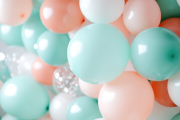Pastel balloons in a soft abstract background