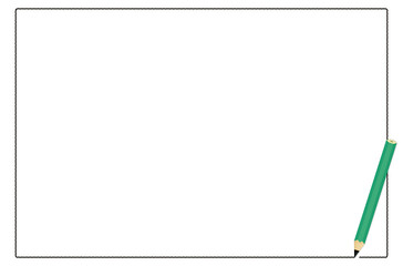 Obraz premium 木製の緑の鉛筆で書いた黒い線が左下に向かう四角いフレーム