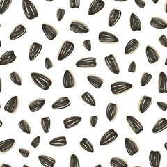 Sunflower seeds seamless pattern. Sunflower seeds  background. Sunflower pattern for fabric, packaging, grocery stores. Hand Drawn vector illustration