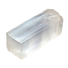 A Smooth Polished Selenite Crystal Block Isolated on Transparent Background