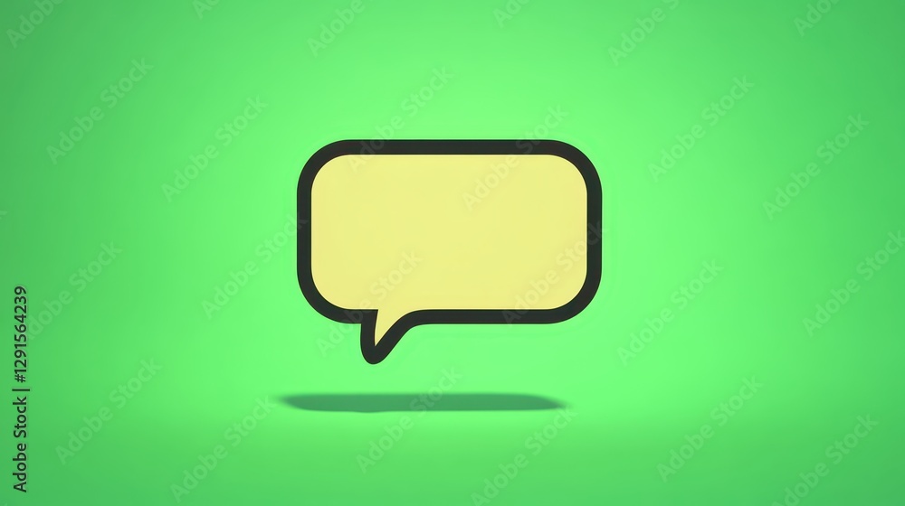 Aufkleber bright yellow speech bubble with shadow against vibrant green background captures the essence of com