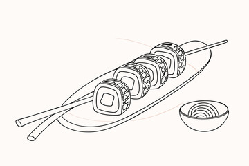 Minimalist Sushi Line Drawing Designs