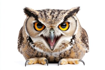 Obraz premium Realistic photograph of an owl on a white background, full body