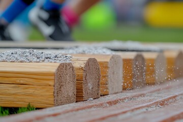 Sprinter taking off from starting block on running track