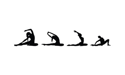Energetic Women Exercise Silhouettes for Creative Projects