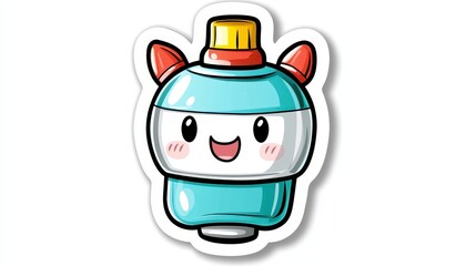 Obraz premium Cute Cartoon Water Bottle Character with Happy Expression