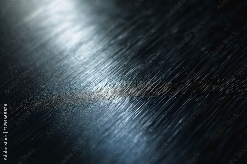 Poster close-up of textured metal surface reflecting light, showcasing intricate patterns and a dramatic in