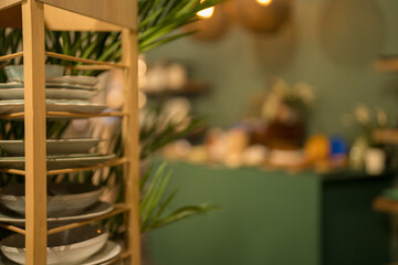 Close up on luxury italian tableware, dishes and glasses.