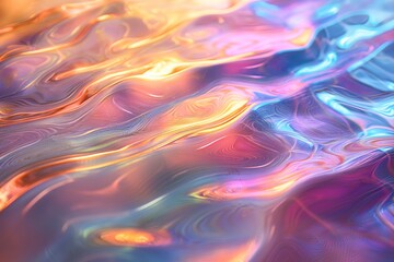 Fototapeta premium Vibrant abstract texture reflecting light in hues of orange, purple, and blue.
