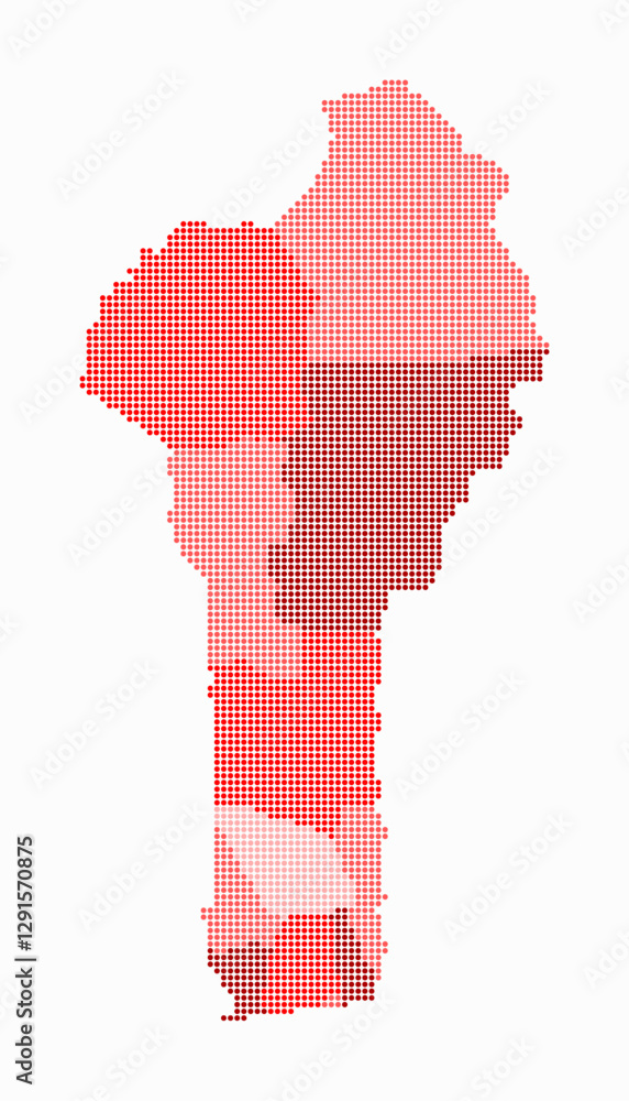 Aufkleber benin dotted map. digital style map of the country on white background. benin shape with circle dots