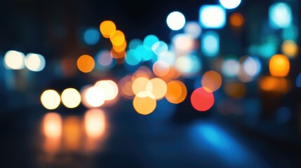 Fototapeta premium Blue color bokeh lights background. Blurred circle shapes. Multicolored blurry lights bokeh defocused abstract background for events.