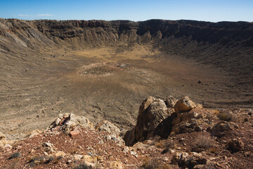 A crater of a meteorite in the desert of Arizona.