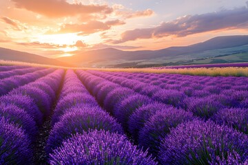 Fototapeta premium lavender field at sunset