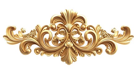 Golden Baroque ornament with elegant acanthus leaves. Luxurious golden Baroque ornament with swirling acanthus leaves. Magnificent Baroque ornament.