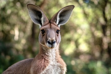 Fototapeta premium Portrait of a red kangaroo relaxing in its natural wildlife sanctuary environment in healesville, victoria, australia