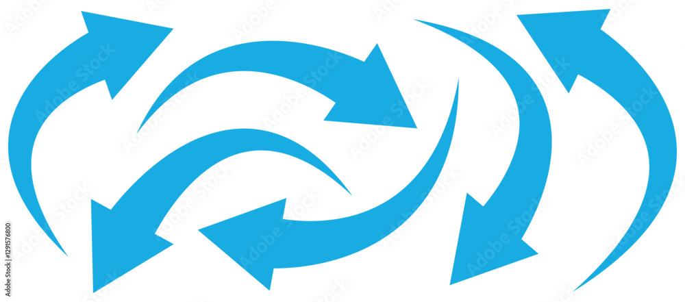 Poster set long blue curve arrow icon vector . blue curve arrow icon. long arrow icon set. curve arrow vect