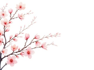 Fototapeta premium Elegant cherry blossom branch with soft pink flowers