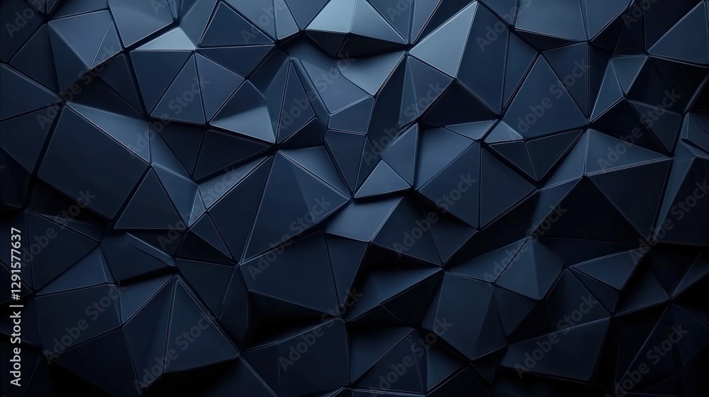 Poster dark blue background filled with small triangles creating a unique abstract pattern for design purpo