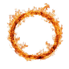 Circle of Fire with Orange Flames Isolated on Transparent Background