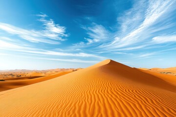 Tranquil desert vista showcasing serene sand dunes under a vibrant blue sky in morocco, perfect for travel lovers and nature photographers pursuing calm and breathtaking beauty