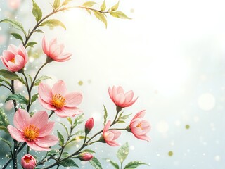 Fototapeta premium Delicate pink flowers under soft radiance