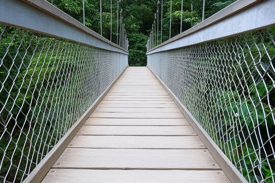 Suspension bridge in rainforest, Quindio botanical garden, Calarca, Quindio region, Colombia South America