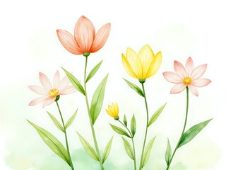 Fototapeta premium A serene arrangement of delicate flowers in soft pastel colors