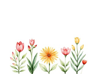 Fototapeta premium Vibrant watercolor floral arrangement with varied blossoms
