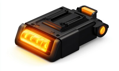 A modern orange LED light attachment for a camera, showcasing innovative design and functionality