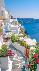 A panoramic view of Santorini

