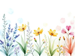 Naklejka premium A vibrant arrangement of wildflowers and soft pastel background