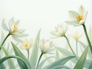 Fototapeta premium Delicate white flowers embracing a soft light background