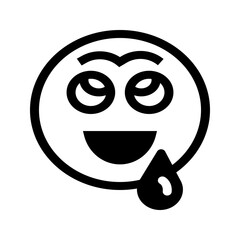 Solid emoji with closed sleepy eyes, relaxed expression, and drool at the corner of the mouth, showing peaceful sleep or tired contentment.