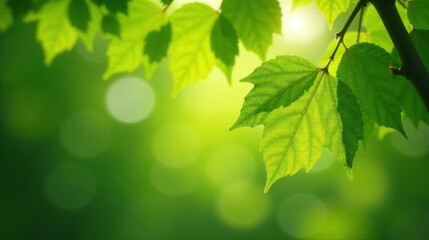 Obraz premium Lush Green Foliage Illuminated by Sunlight, a Vibrant Display of Nature's Beauty, Perfect for Spring or Summer Themes.