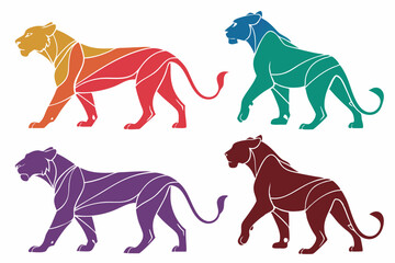 set of Lioness silhouette vector illustration