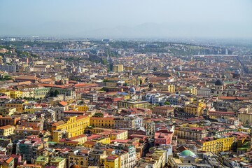 Naklejka premium View of Naples and Vesuvius from Castel Sant'Elmo, Campania, Italy, Europe