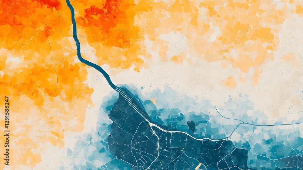 Poster real-time air pollution heatmap overlay on a city map visualizing environmental data