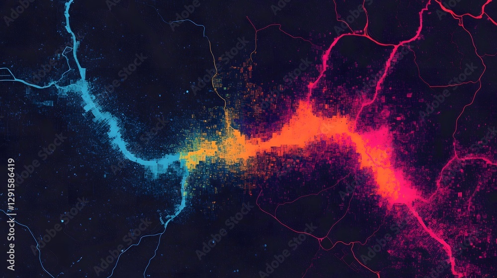 Poster real-time air pollution heatmap overlay on a city map representing environmental data analytics