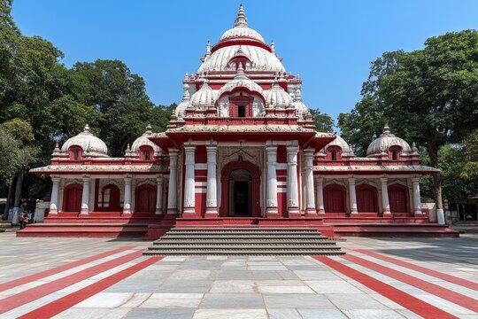 The colourful 14th century Dewri Mandir Temple dedicated to Durga, the Hindu Mother Goddess, Ranchi, Jharkhand, India, Asia
