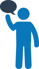Person Talking With Hand Up Icon, speaking people icon