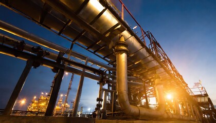 Fototapeta premium The industrial pipeline transports petrochemicals, gas, and undergoes oil processing. Generated with AI