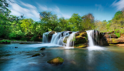 natural waterfall in the park recreation area