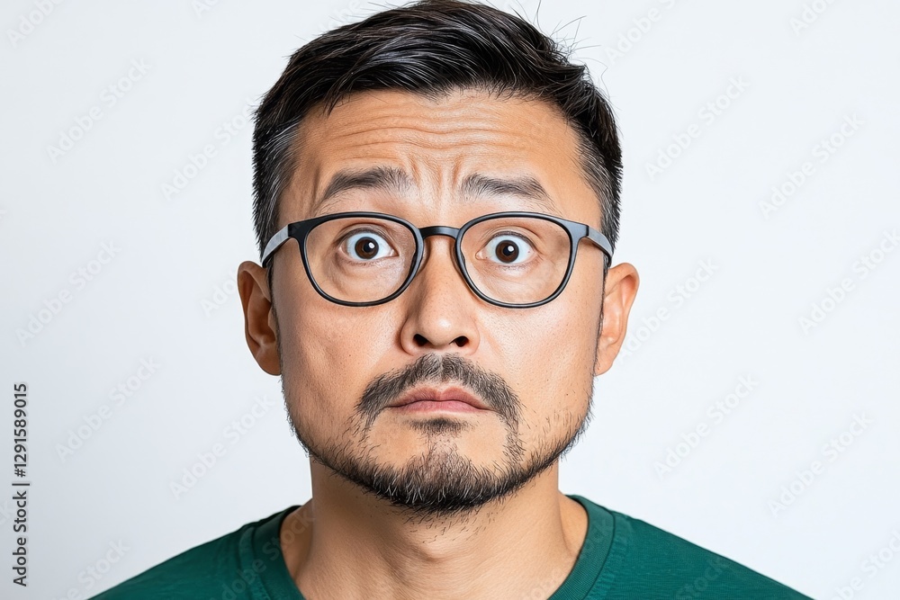 Poster thinking, face and asian man with decision on isolated, transparent and png background why, question