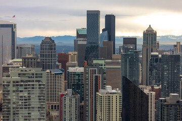 Seattle Skyscrapers Sunset