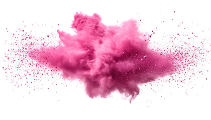Vibrant Pink Powder Explosion on transparent background